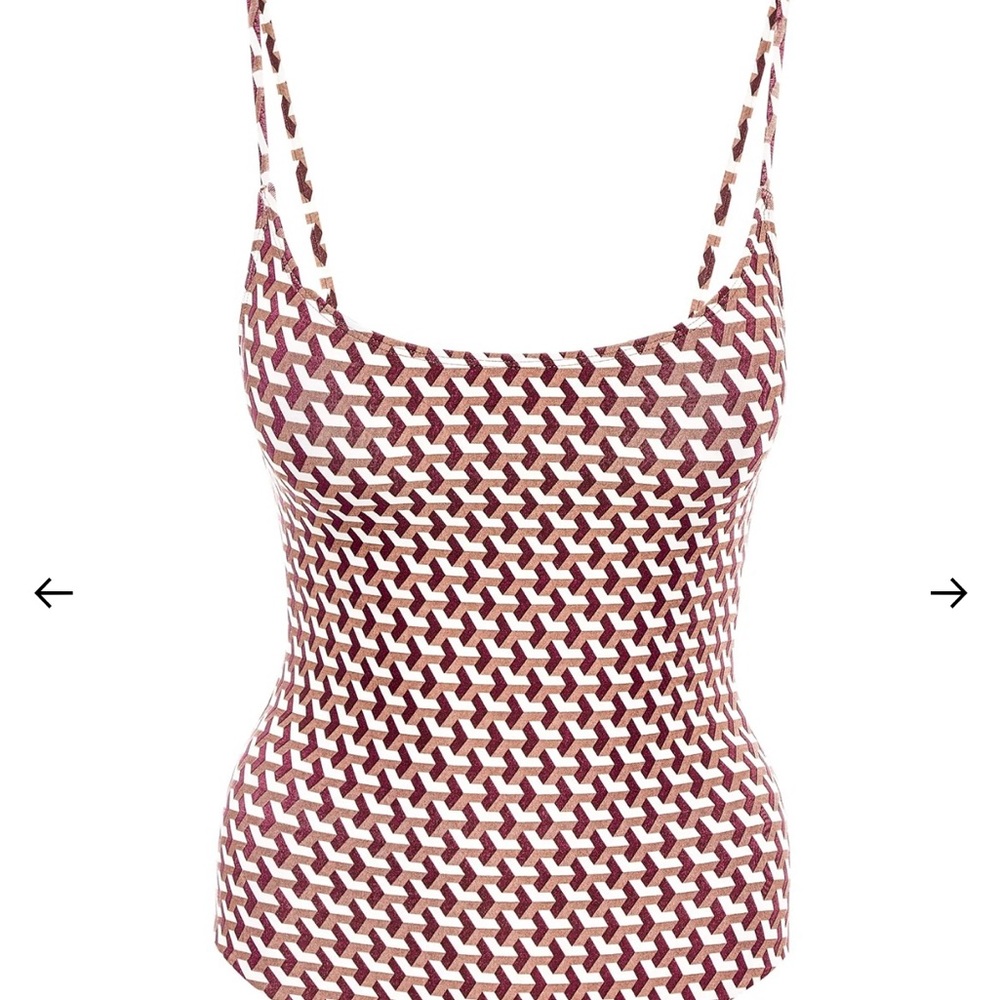 Brown One Piece Swimsuit with Textured Pattern and High Cut Leg Opening
